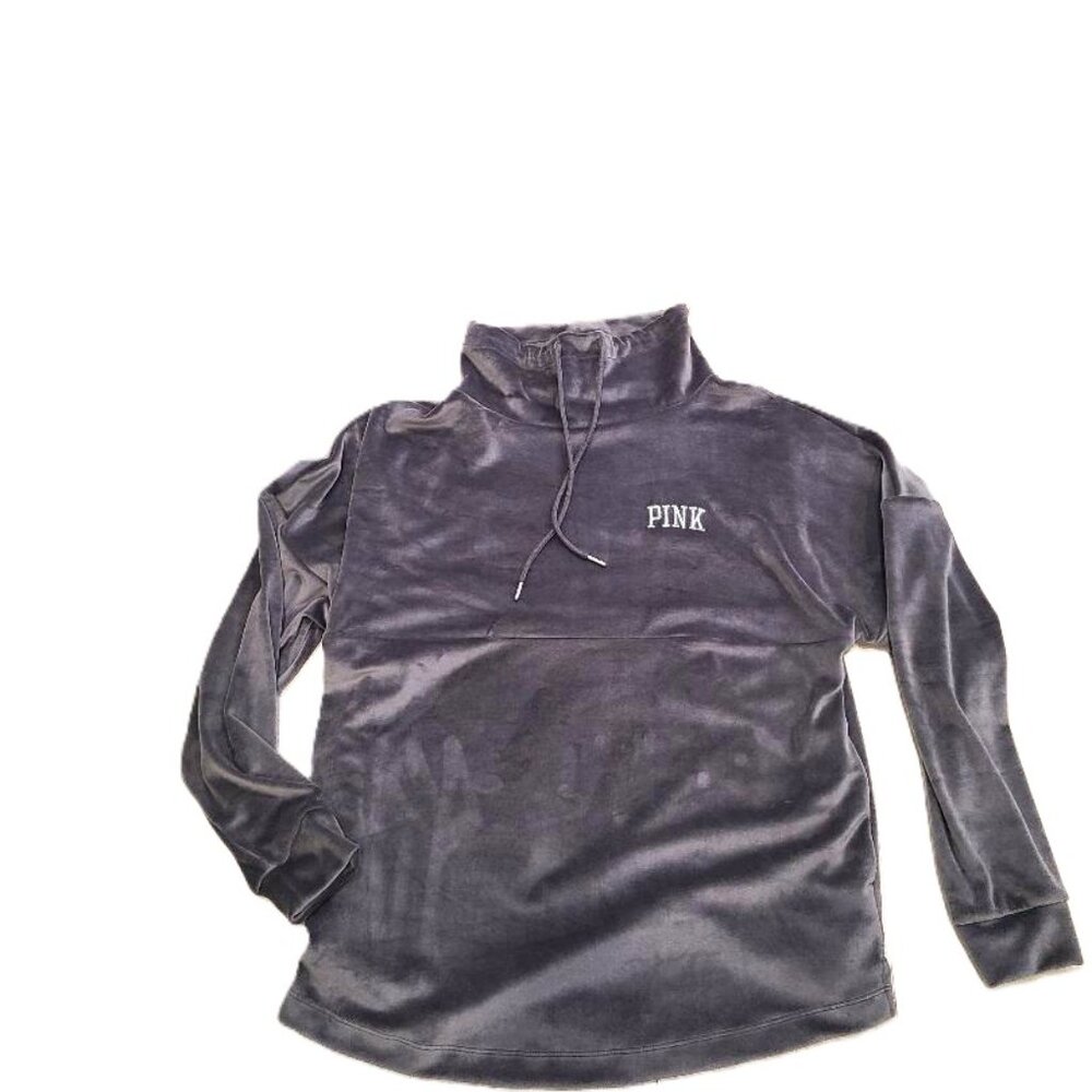 Victoria's Secret PINK Velour Cowlneck Silver Gray Small